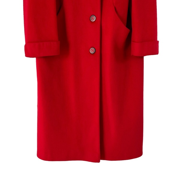 Stunning Alorna By Forstmann Vintage Red Long Wool Coat Overcoat Union Made USA - Picture 9 of 16